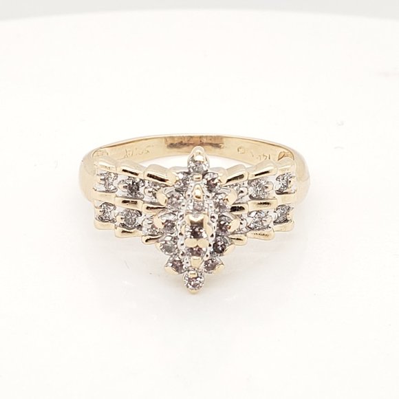 Diamond Marquise Shaped Engagement Ring 14KT Yellow Gold | Promise Ring | .35CTW - Picture 1 of 3